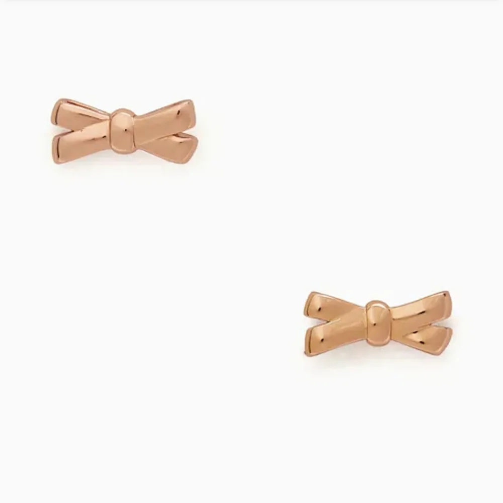 Kate Spade Double Bow Rose Gold Studs Earrings W KS Jewelry Bag